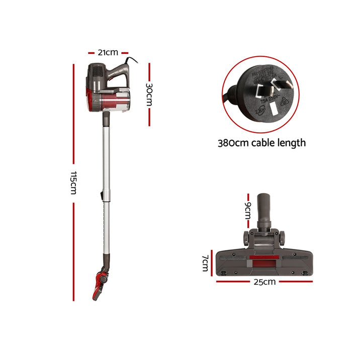 Devanti Stick Vacuum Cleaner Bagless Corded 500W Red - Devanti