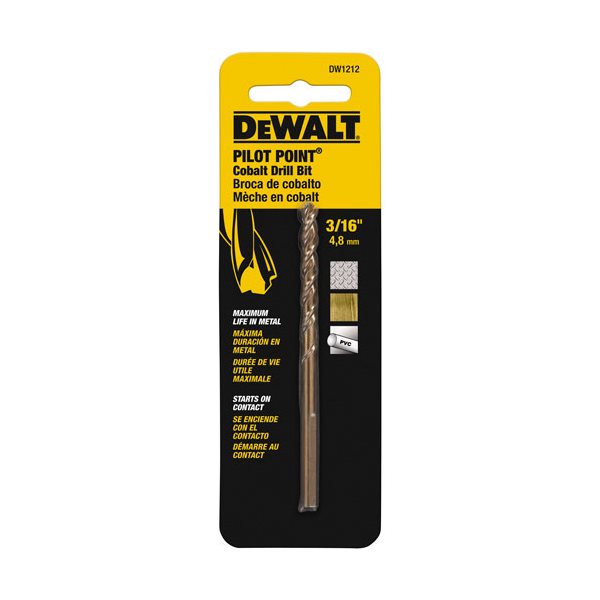 DEWALT 3/16-Inch Pilot Point Industrial Cobalt Drill Bit - DWA1212