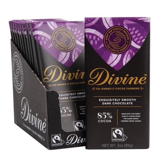 Divine Bars 85% Dark Chocolate 3oz - 12ct