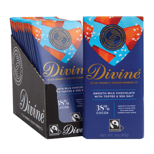 Divine Bars Milk Chocolate With Toffee & Sea Salt 3oz - 12ct