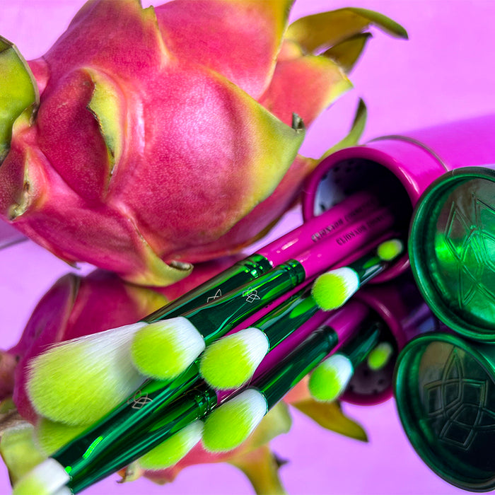Top angled Dragon Fruit Brush Set peaking out of housing tube