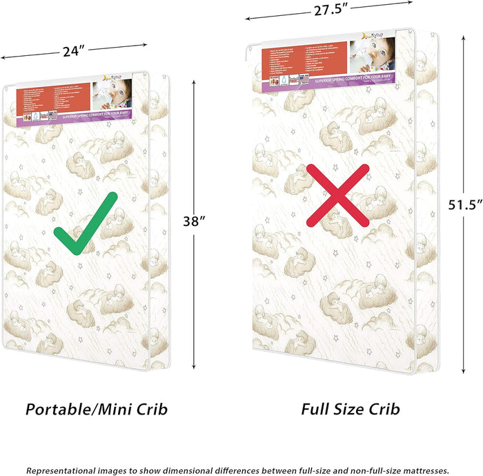 Dream On Me Butterfly 3in TwoSided Fiber Portable Mini Crib Mattress