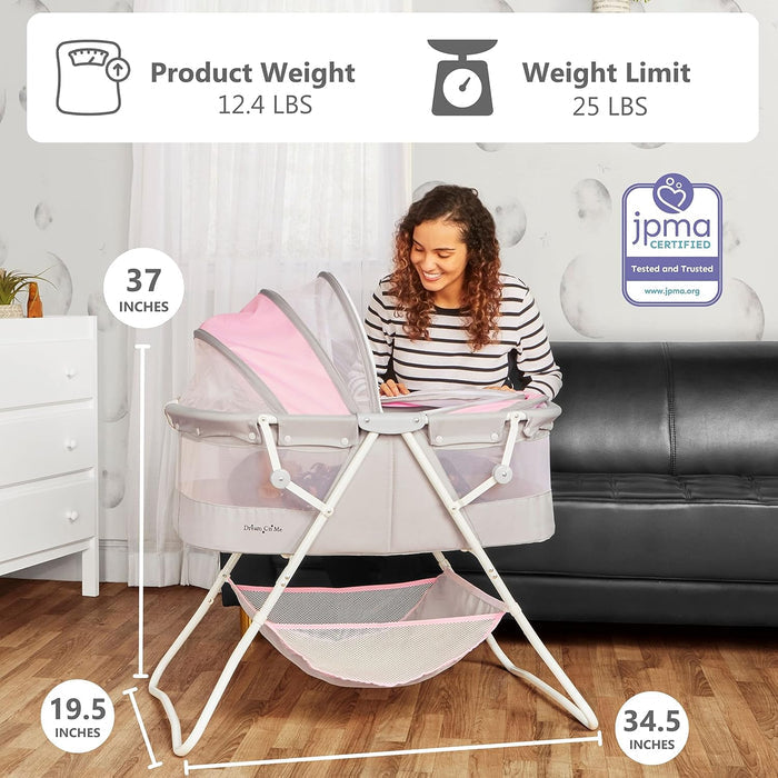 Dream On Me Karley Baby Bassinet GreyPink