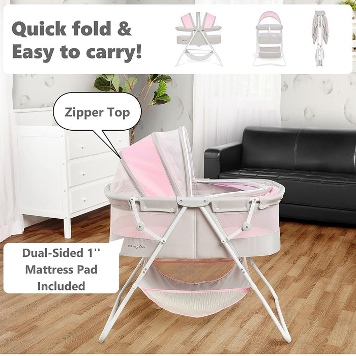 Dream On Me Karley Baby Bassinet GreyPink
