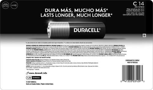 Duracell C Batteries 14 Units  Get reliable, long-lasting power from Duracell batteries. These 14 Type C 14 batteries are designed to provide the power you need for all your home devices-451758 Hannah's Variety Store
