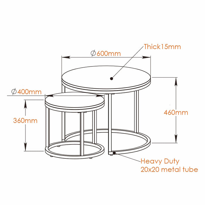 ECHO 600 Nested Coffee Table Set Oak by Censi -Home Living Store - -