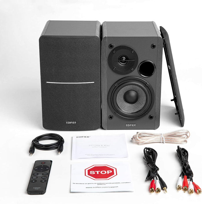 Edifier R1280DBS Active 2.0 BT Bookshelf Speakers Pair with Sub Out - Black Black
