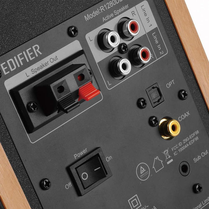 Edifier R1280DBS Active 2.0 BT Bookshelf Speakers Pair with Sub Out - Maple Maple