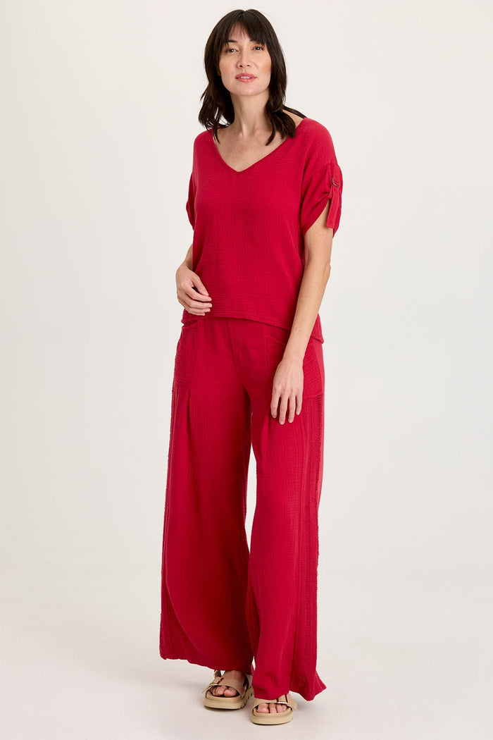 XCVI Elu Gauze Lace Trim Wide Leg Pant