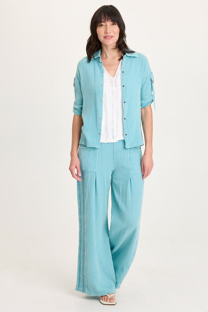 XCVI Elu Gauze Lace Trim Wide Leg Pant