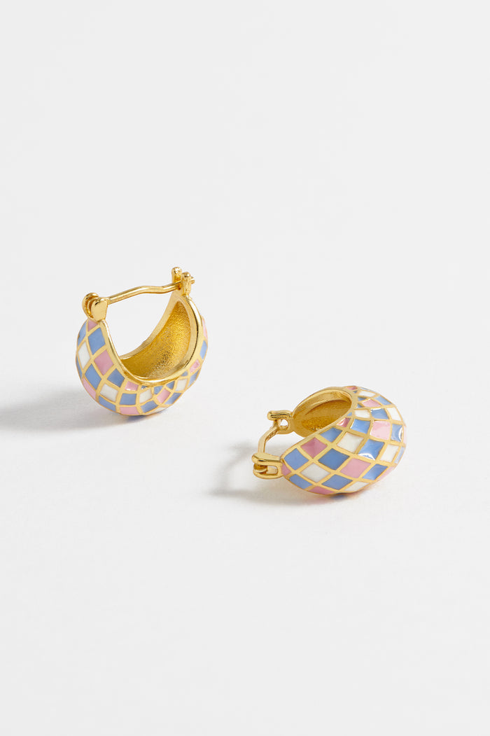 Enamel Patchwork Hinge Hoops