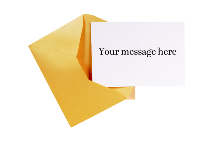 Stock image of a card going into an envelope
