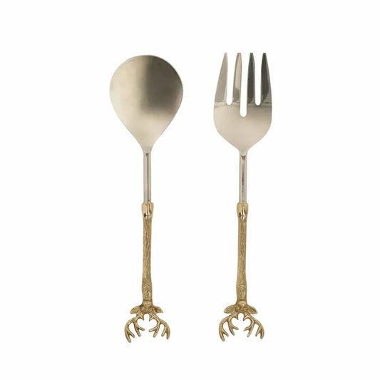 Ensemble de cuillères et fourchettes de service Karaca Roe, or