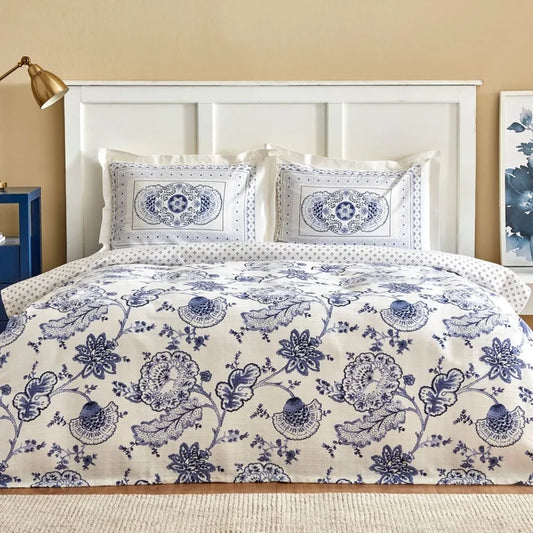 Ensemble Piqué Karaca Home Amar 100% coton, pour lit 2 personnes, blue