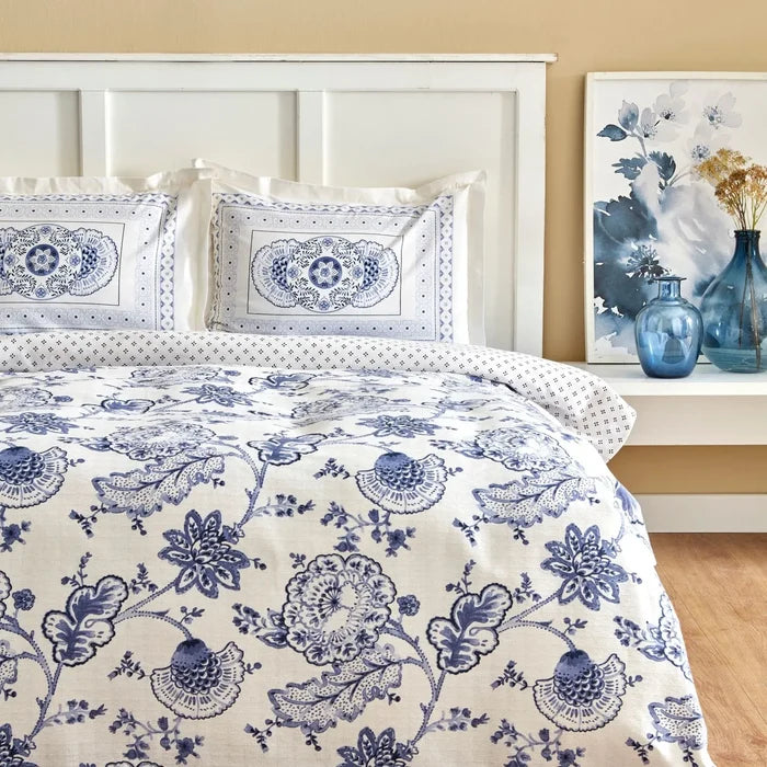 Ensemble Piqué Karaca Home Amar 100% coton, pour lit 2 personnes, blue