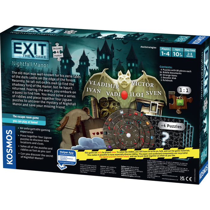 EXIT: Nightfall Manor (Includes 4 Puzzles) Games Thames & Kosmos