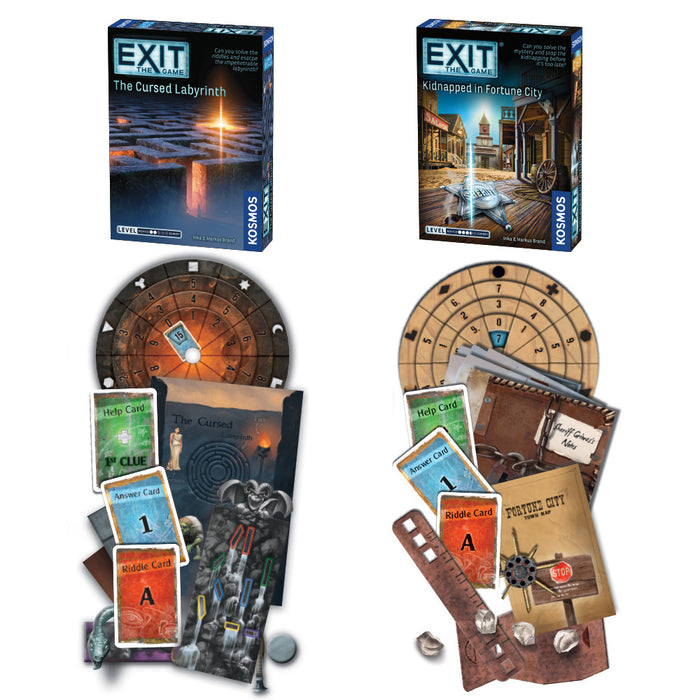 EXIT: The Game, Season 5a Two-Pack: The Cursed Labyrinth & Kidnapped in Fortune City Games Thames & Kosmos