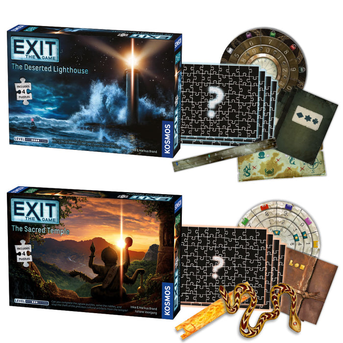 EXIT: The Game Season 5b With Jigsaw Puzzles 2-Pack | EXIT: The Sacred Temple & EXIT: The Deserted Lighthouse Games Thames & Kosmos