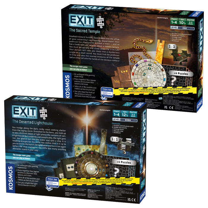 EXIT: The Game Season 5b With Jigsaw Puzzles 2-Pack | EXIT: The Sacred Temple & EXIT: The Deserted Lighthouse Games Thames & Kosmos