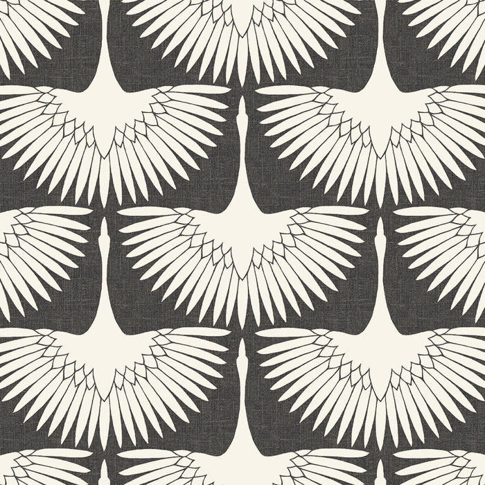 Feather Flock Removable Wallpaper - A swatch of Tempaper's Feather Flock Peel And Stick Wallpaper in storm grey scallops#color_storm-grey-scallops