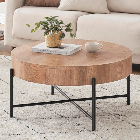 Felled Round Coffee Table 810mm - American Oak by Woodstock -Home Living Store - -