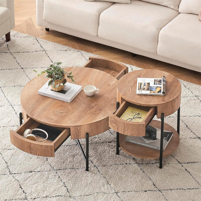 Felled Round Coffee Table 810mm - American Oak by Woodstock -Home Living Store - -