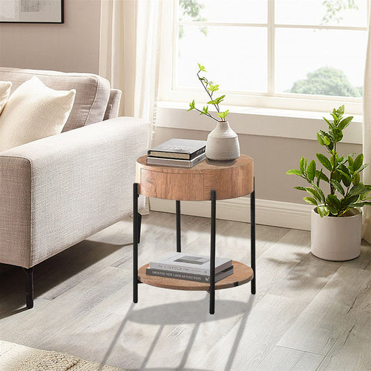 Felled Round Side Table 460mm - American Oak by Woodstock -Home Living Store - -