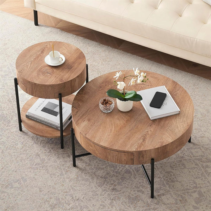 Felled Round Side Table 460mm - American Oak by Woodstock -Home Living Store - -