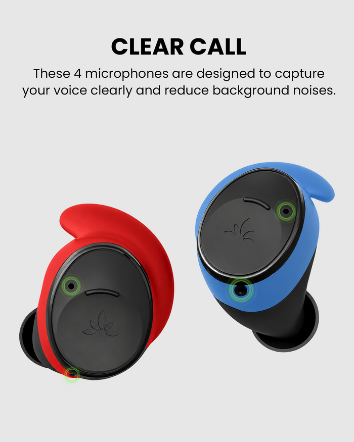 Ace Aura Auracast & Bluetooth Earbuds for TV, gym, and public use, features four microphones for clear calls and reduced background noise.