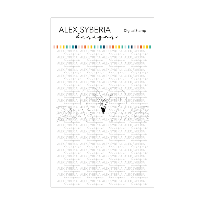Flirty Flamingos Slimline Card Digital Stamp