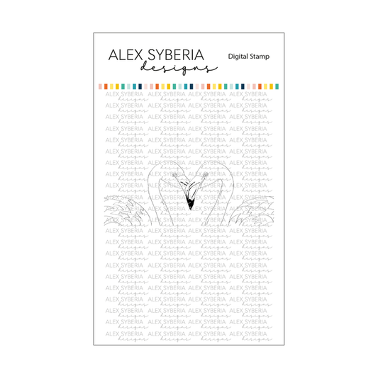 Flirty Flamingos Slimline Card Digital Stamp