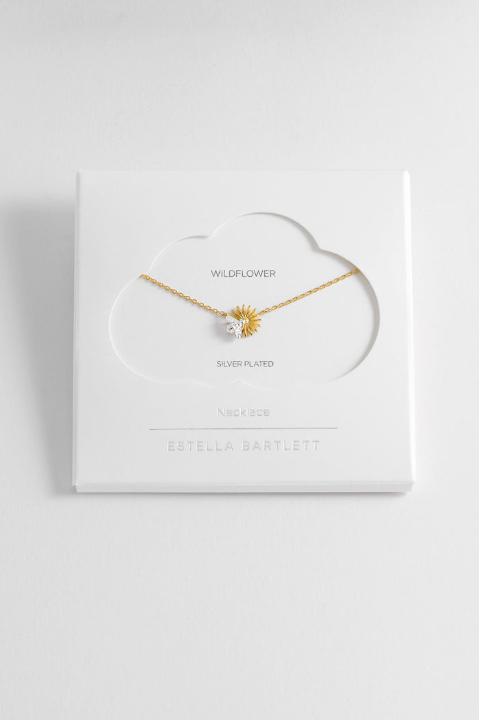 Flower Bee Pendant Necklace