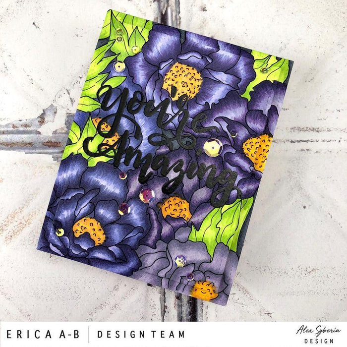 Flower Garden Digi A2 Card Panel Stamp - Alex Syberia Designs