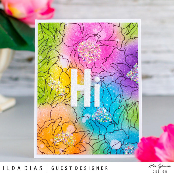 Flower Garden Digi A2 Card Panel Stamp - Alex Syberia Designs