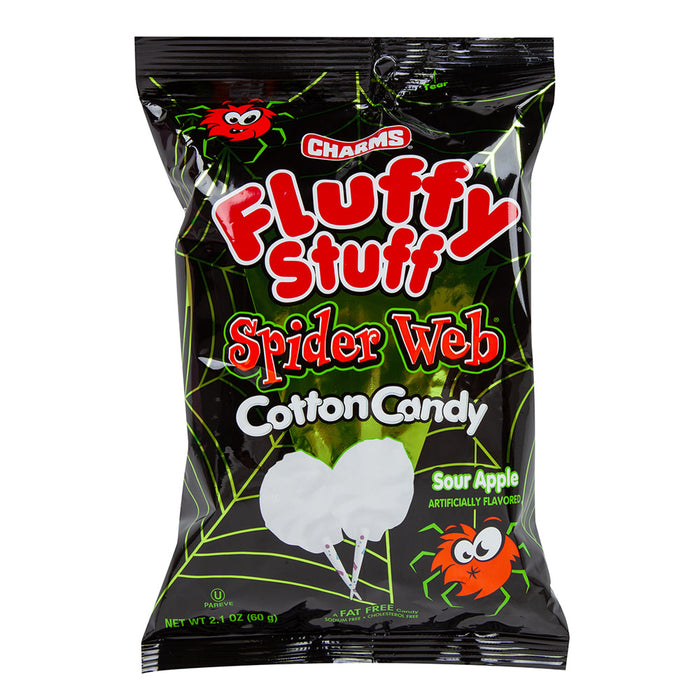 Fluffy Stuff Sour Apple Spider Web Cotton Candy - 24 Count