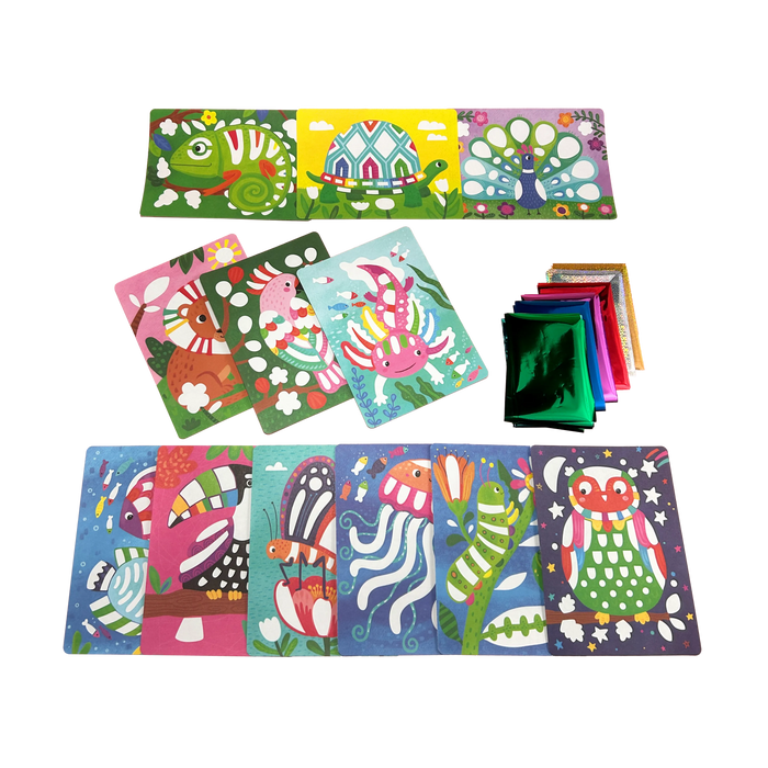 Full set of foil sheets from OOLY Foil-tastic Foil Art & Coloring Set - Awesome Animals