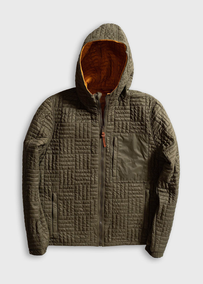 Men’s nylon Fujitrek jacket with heavy duty zipper and adjustable hood, lightweight weather resistant outerwear with zip chest pockets and hand warmer pockets
