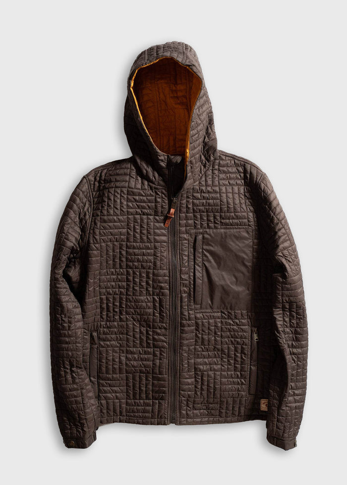 Men’s nylon Fujitrek jacket with heavy duty zipper and adjustable hood, lightweight weather resistant outerwear with zip chest pockets and hand warmer pockets