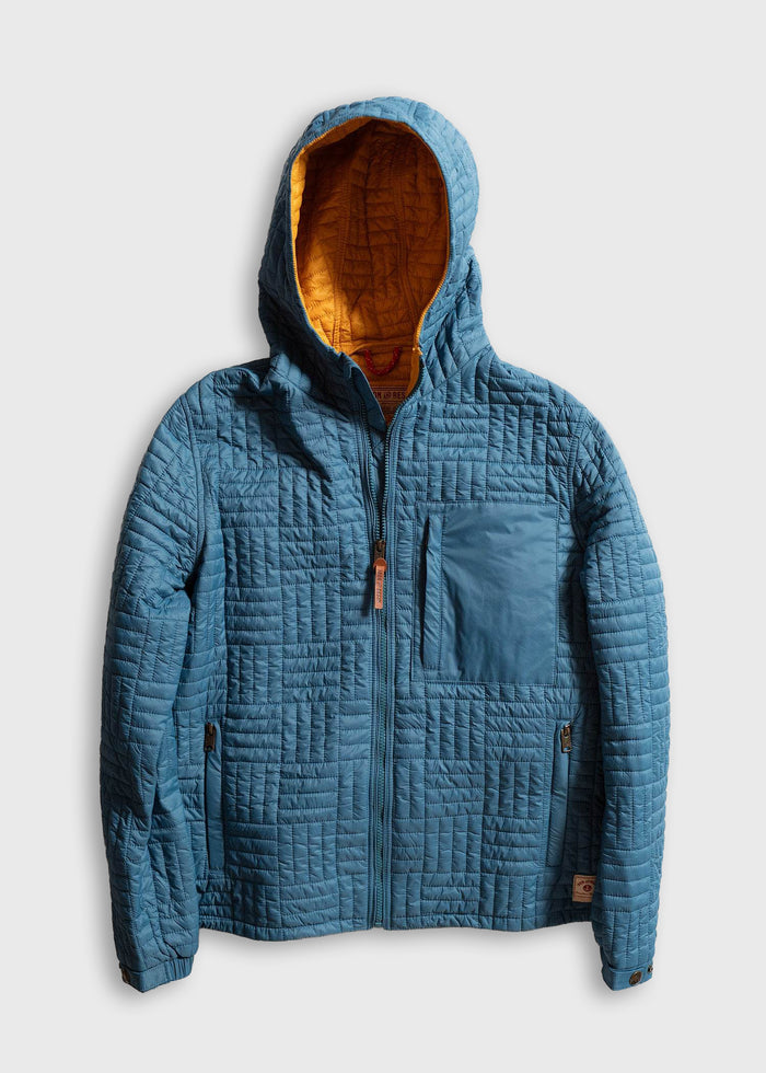 Men’s nylon Fujitrek jacket with heavy duty zipper and adjustable hood, lightweight weather resistant outerwear with zip chest pockets and hand warmer pockets