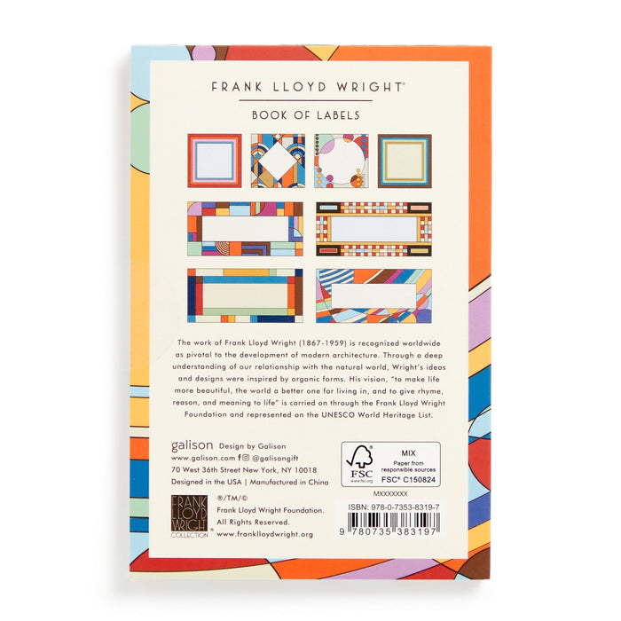 Frank Lloyd Wright Book of Labels Labels Frank Lloyd Wright