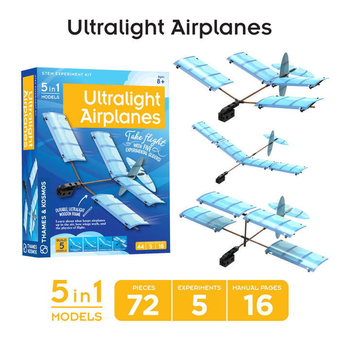 Fun & Educational Engineering 3-Pack. Ultralight Airplanes, Rubber Band Racers, and Solar-Powered Rovers STEM Thames & Kosmos