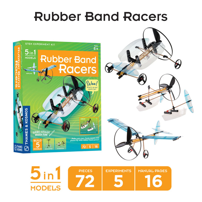 Fun & Educational Engineering 3-Pack. Ultralight Airplanes, Rubber Band Racers, and Solar-Powered Rovers STEM Thames & Kosmos