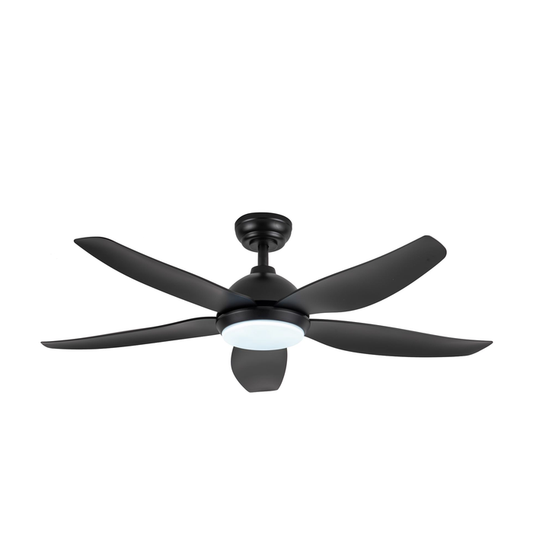 black ceiling fan with light