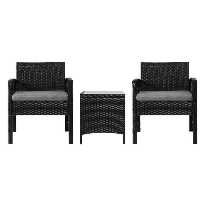 Gardeon Patio Furniture Outdoor Bistro Set Dining Chairs Setting 3 Piece Wicker -Home Living Store - -