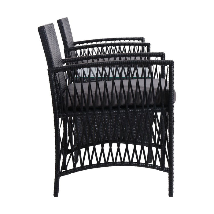 Gardeon Patio Furniture Outdoor Bistro Set Dining Chairs Setting 3 Piece Wicker -Home Living Store - -
