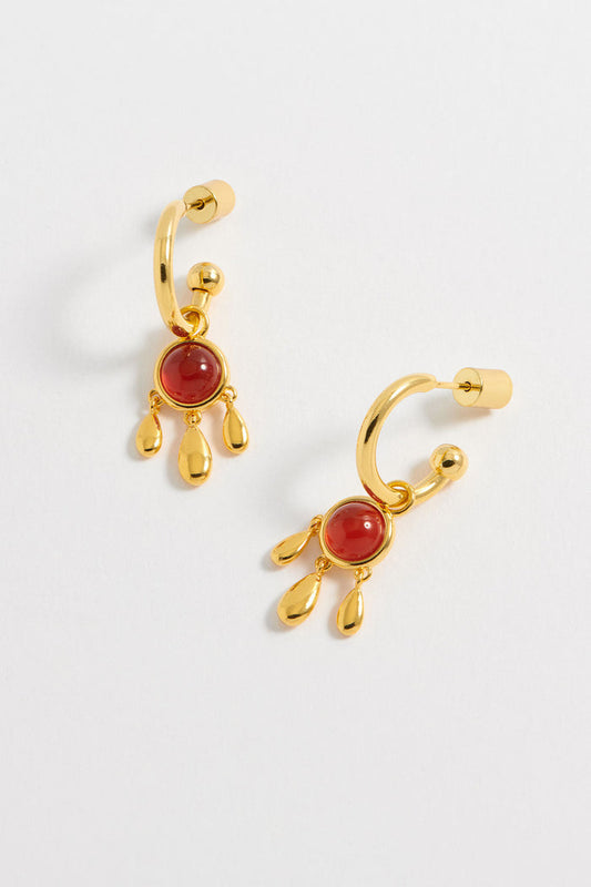 Gemstone Drop Hoops