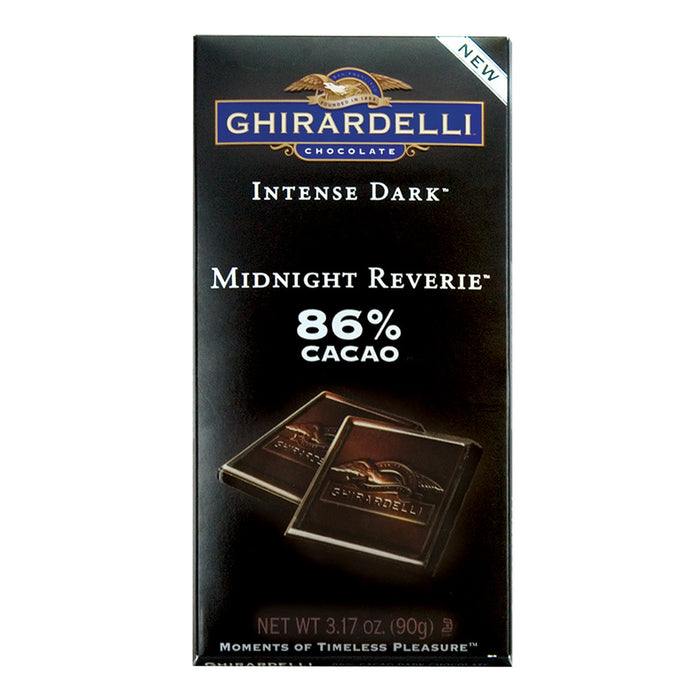 Ghirardelli Midnight Reverie Intense 86% Dark Chocolate 3.1oz Bar - 12ct