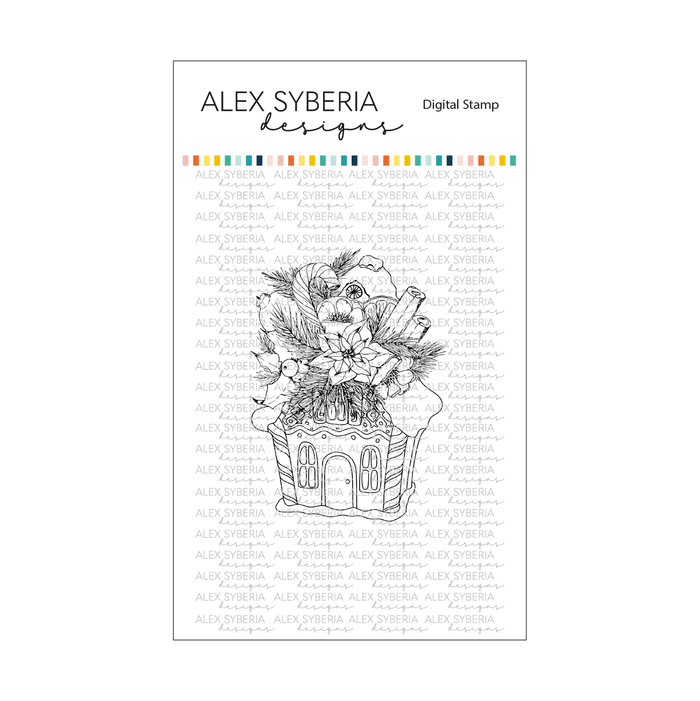 Gingerbread House Bouquet Digital Stamp