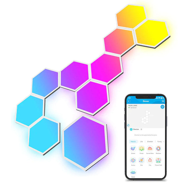 Govee Glide Hexa Light Panels Pack of 10 - Multicolour | B6061201-OF-UK from Govee - DID Electrical