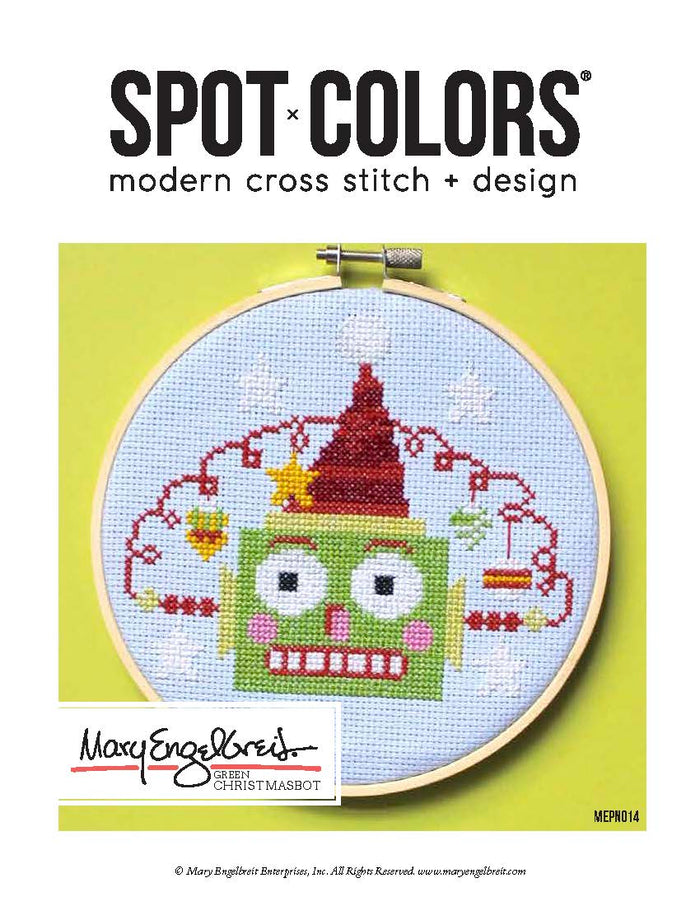 Green Christmas Robot Counted Cross Stitch Leaflet
